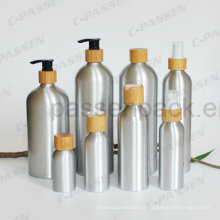 Botella de aluminio cosmético con la bomba de loción de bambú (PPC-ACB-065)